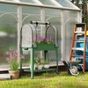 Outsunny Raised Garden Bed with Greenhouse Cover, Metal Outdoor Elevated Planter Box with Lockable Wheels, Storage Shelf and Drainage Hole, Green - 3 of 4