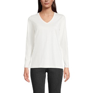 Lands' End Women's Relaxed Supima Cotton Long Sleeve V-Neck T-Shirt - 1 of 3