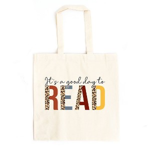 City Creek Prints It's a Good Day to Read Leopard Canvas Tote Bag - 15x16 - Natural - 1 of 2