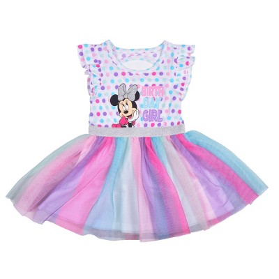 Disney Girl's Minnie Mouse Polka Dot Birthday Girl Dress and Panty Set for Toddlers