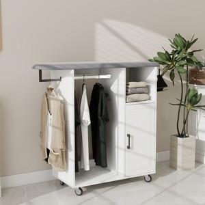 Rolling Ironing Board Cart with Storage - Space Saving Ironing Station w/Adjustable Shelves & Wheels, Multi-Functional Laundry Organizer - 1 of 4