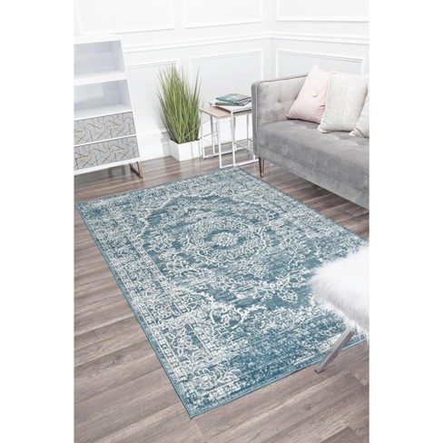 Rugs America Freida Fy70a Blue Frost Vintage Farmhouse Blue Area Rug ...