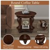 LIVAREEmlen 22'' Retro Round End Table, Solid Wood Sofa Side Table with Shelf, Living Room Corner Table Easy Assemble, Cherry - 4 of 4