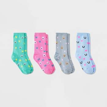 Girls' 4pk Super Soft Panda Crew Socks - Cat & Jack™ 