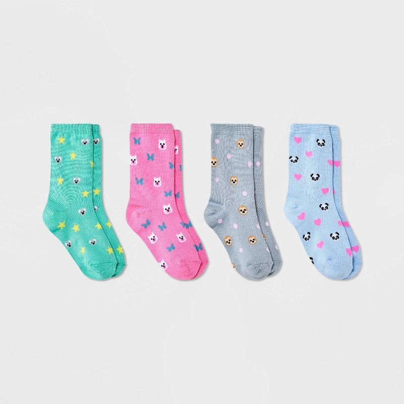 Girls' 4pk Super Soft Panda Crew Socks - Cat & Jack™ , 1 of 5