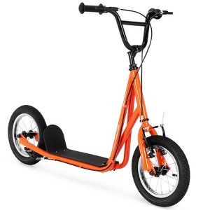 Gymax Kick Scooter Scooter W/ Adjustable Handlebar 12.6" Air Filled Wheels & V-Type Handbrakes for Kids of 8-12 Youth Scooter Orange - 1 of 4