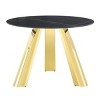 Infurnic Dining Sets Round Table Paired with Six Uniquely designed White Dining Chairs With Golden Metal Leg , White, 42"*42"*29.5" - 4 of 4