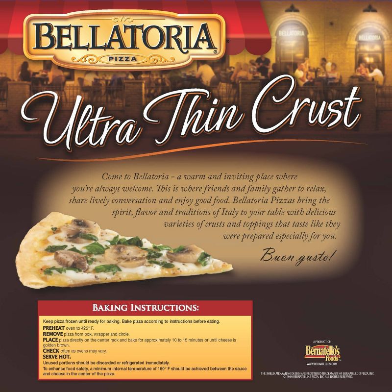 Bellatoria Ultra Thin Crust Roasted Mushroom N&#39; Spinach Frozen Pizza - 12.76oz, 2 of 4