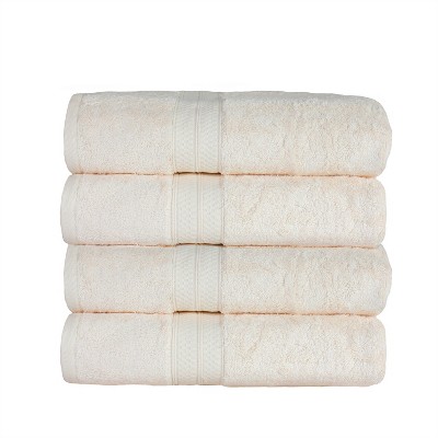 4 Piece Bath Towel Set, Rayon From Bamboo And Cotton, Plush And Thick,  Solid Terry Towels With Dobby Border, Cocoa - Blue Nile Mills : Target