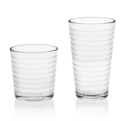 Libbey Hoops Clear Glass 16-Piece Tumbler and Rocks Set