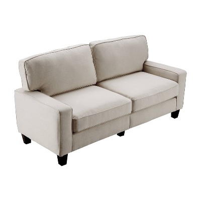 Light Gray Linen Track Arm Sofa with Removable Cushions