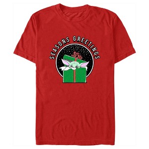 Men's Star Wars: The Mandalorian Christmas Grogu Seasons Greetings T-Shirt - 1 of 4