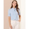 Allegra K Women's Work Office Button Down Puff Sleeve Tie Neck Top Shirt - 2 of 4