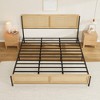Rattan Bed Frame Full with Natural Headboard, Boho Bed Platform Frame with Metal Slats Support, Wooden Foundation, Easy Assembly No Box Spring Needed - 3 of 4