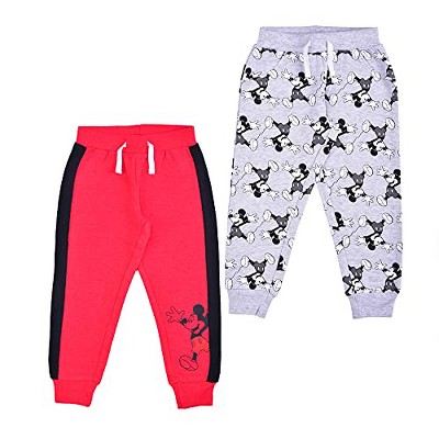 Photo 1 of Disney Boy's Mickey Mouse Graphic Print Jogger Pants with Drawstring Waistband, 2 Piece Set (size 2T)