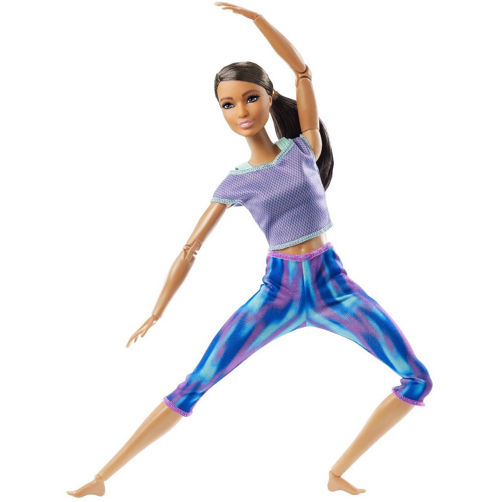 Barbie Made to Move Doll with 22 Flexible Joints & Curly Brunette Ponytail Wearing Athleisure-wear for Kids 3 to 7 Years Old