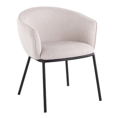 Ashland Contemporary Dining Chair Black/Cream - LumiSource: Padded Seat, Metal Legs, Polyester Upholstery