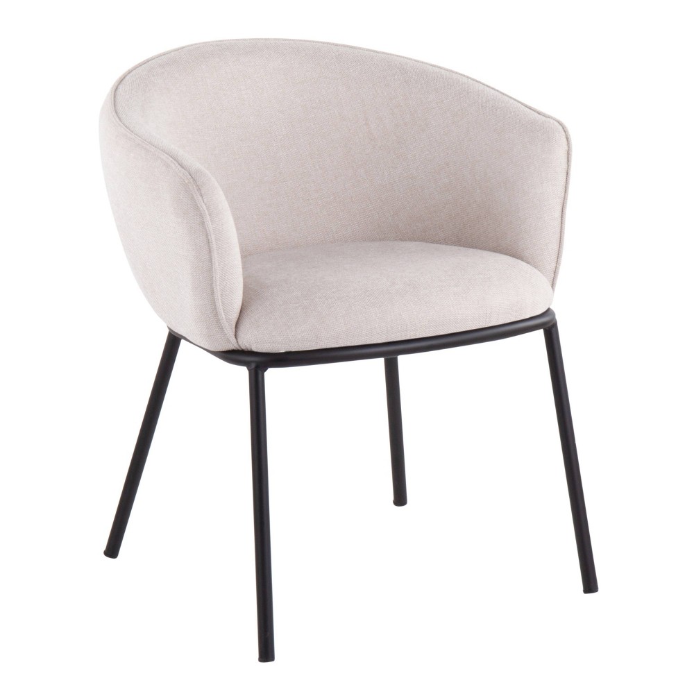 Ashland Contemporary Dining Chair Black/Cream - LumiSource: Padded Seat, Metal Legs, Polyester Upholstery
