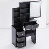 FONTOI Bedside Cabinet Vanity Table&Cushioned Stool, Dresser with Mirror&Tri-color Switching for Bedroom, Black, 12.6"*50.4"*29.2" - 2 of 4