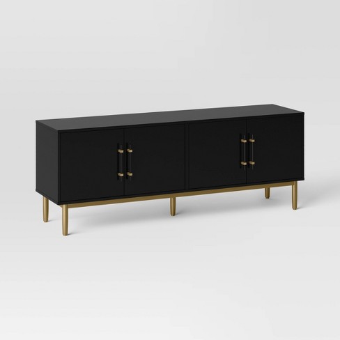 Ellery Luxe Tv Stand For Tvs Up To 60 Black Threshold Gold finish Legs Wood Frame Storage Target