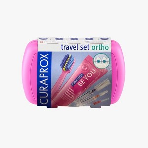 Curaprox Ortho Travel Set Pink, Complete Braces Care Kit for On-the-Go Oral Hygiene - 1 of 4