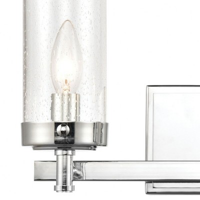 Polished Chrome 2-Light Vanity with Seedy Glass Shades