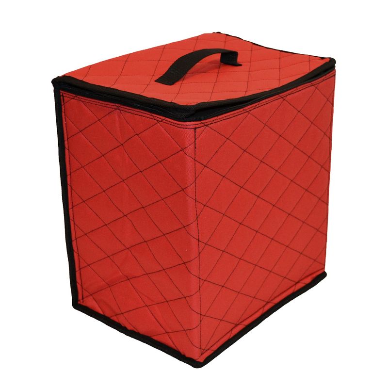 Northlight 48ct Red and Black Quilted Zip Up Christmas Ornament Storage Tub, 1 of 4