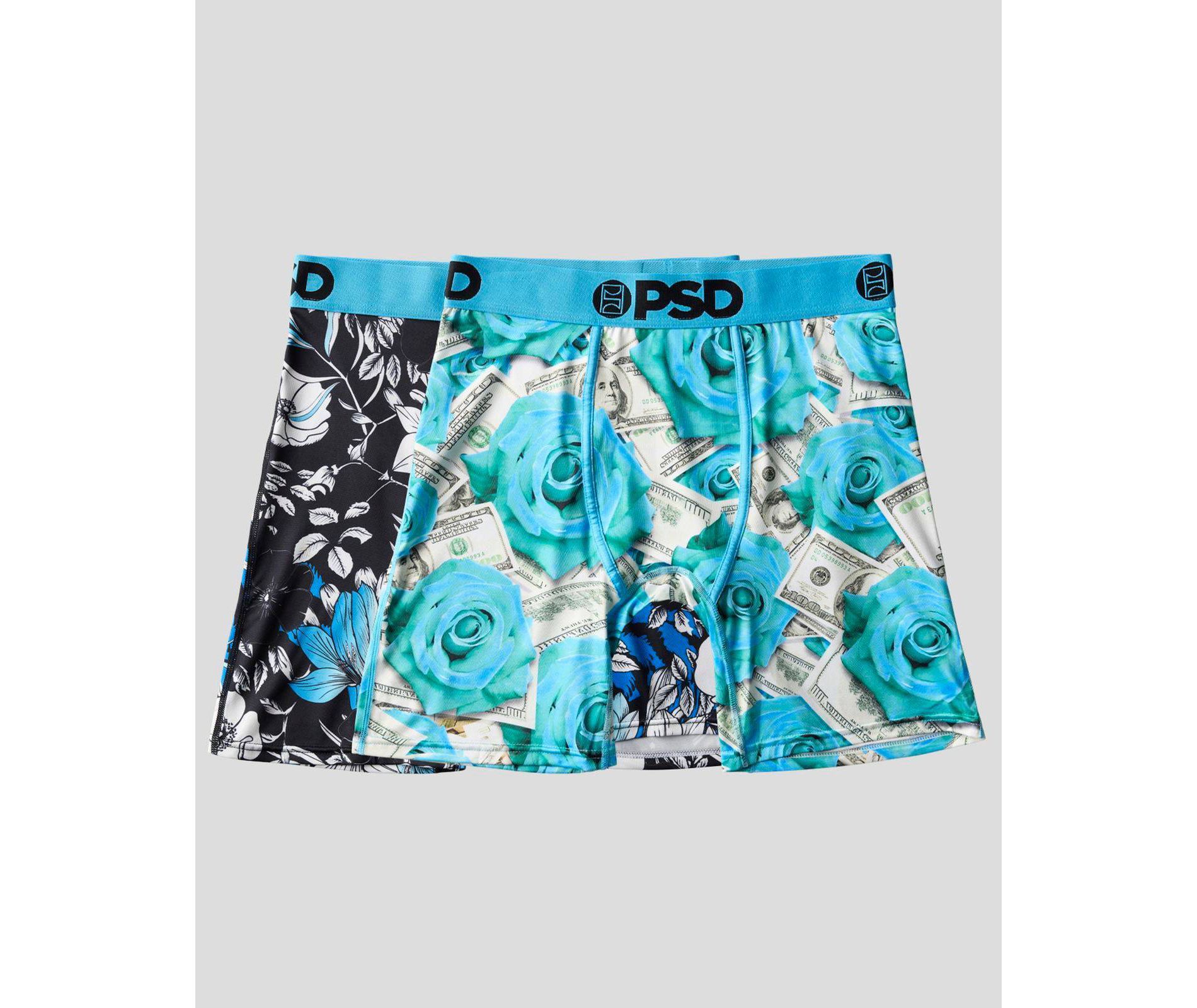 PSD Men's Rose Floral Print Briefs - Blue S