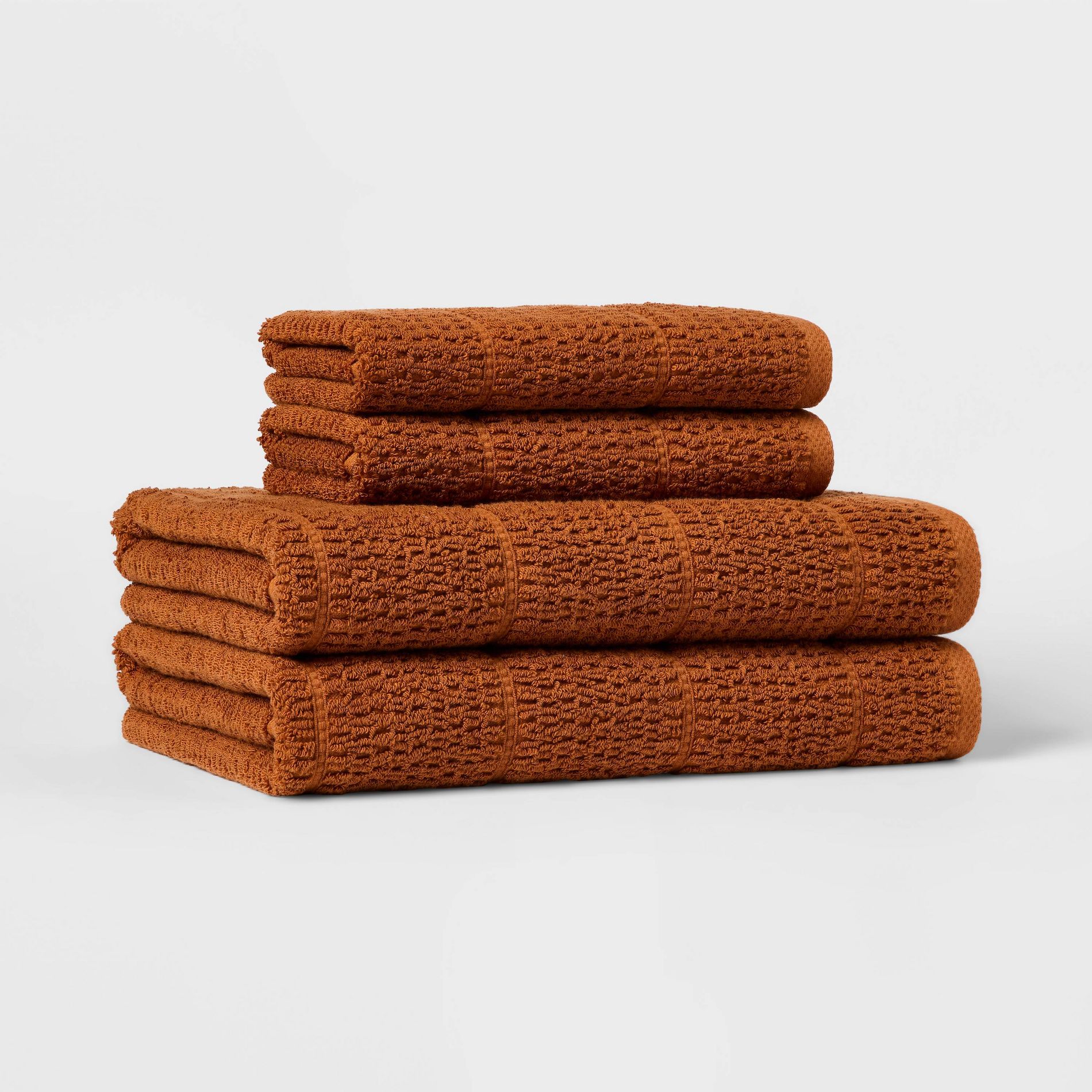 4pc Value Bathroom Towel Bundle Set (2 Bath + 2 Hand) Caramel Solid - Threshold™