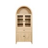 Rustic Multi-Functional Cabinet - Large Capacity, Arch Design & Warm Wooden Tones for Classic Home Décor Beige - 2 of 4