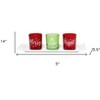 HomeRoots Set of Four Red Green And White Glass Christmas Tabletop Candle Holders - 3 of 4