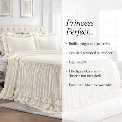Lush Decor 3pc King Ella Lace Ruffle Bedspread Set Ivory - Lush Décor: Elegant Polyester Bedding, Plain Weave, Lightweight — фото 6