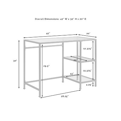 Sleek Gold-Frame 46" Glass-Top Modern Desk/Vanity