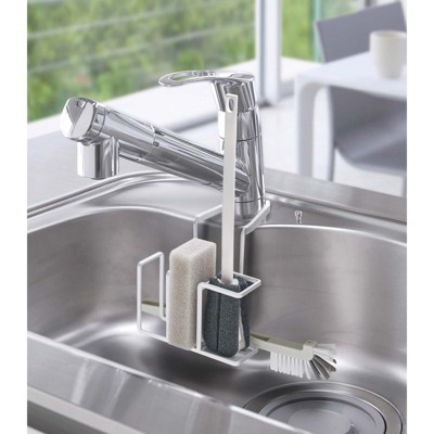 White Steel Faucet-Hanging Sponge and Brush Holder