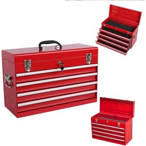 21-Inch Metal Tool Box with 4 Lockable Drawers, Portable Tool Chest Organizer for Mechanics & DIY | Auto-Locking System, Smooth Ball Bearing Slides - 1 of 4