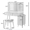 Modern Vanity Desk with LED Mirror and Stool, 4 Drawer Makeup Table with Adjustable Lighting and Storage for Bedroom - 4 of 4