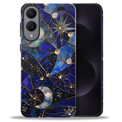 BONGEEK Case Compatible with Samsung Galaxy S25 Edge,Scratch Resistant Hybrid 2-Layer Hard Shell Bright Phone Case,Celestial Starry Night Moon Stars