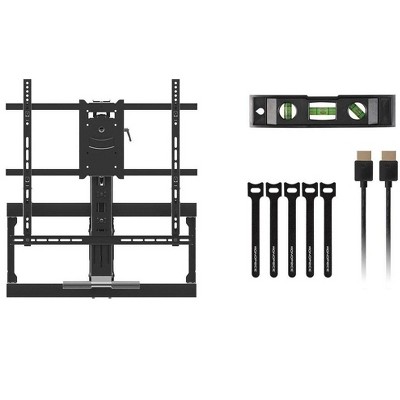 Monoprice Above Fireplace Pull-Down Full-Motion Articulating TV Wall Mount W/ Optional Soundbar Mount- For TVs 42in to 65in  Max Weight 62 lbs