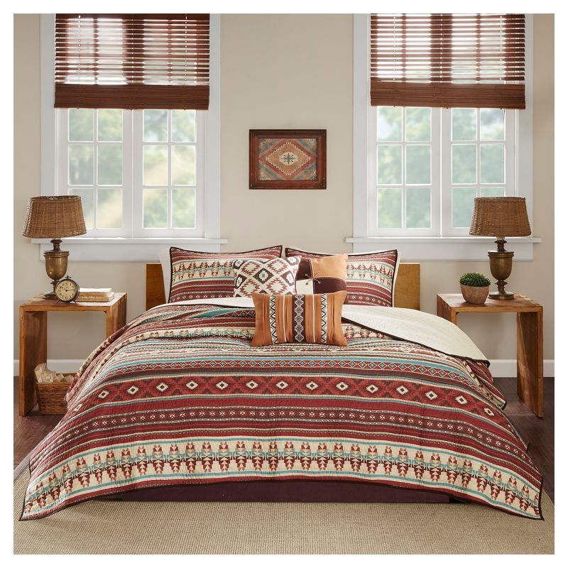 6pc Duncan Printed Reversible Quilt Set Spice - Madison Park, 3 of 8