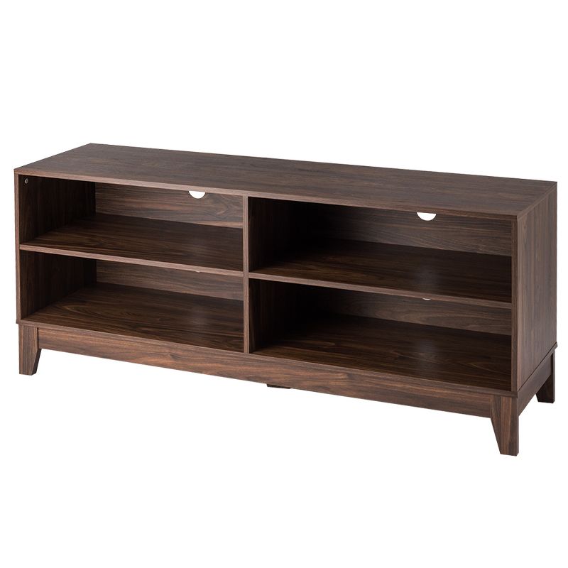 Tangkula Modern Wooden TV Stand Media Console Storage Cabinet with 4 Open Shelves Walnut/Black/Brown, 1 of 6