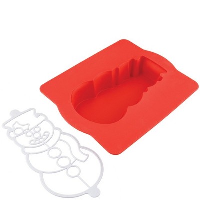 Chicago Metallic Red Silicone Snowman Cake Pan and Stencil
