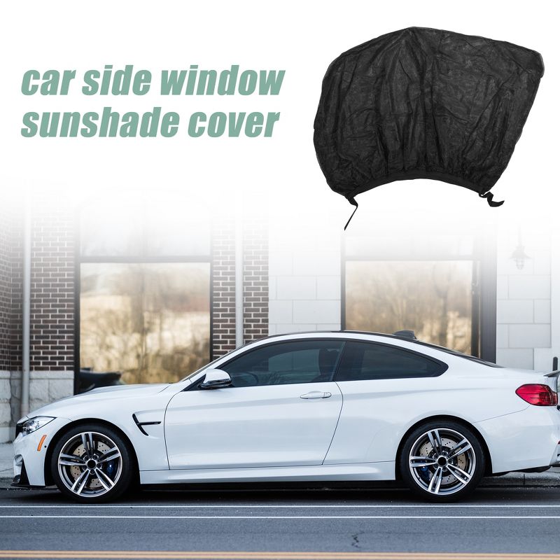 Unique Bargains Sun Shade Car Side Window Rear Breathable Mesh Anti-UV Protect Sunshade Cover Cars Curtain Net 43.31"x19.69" Black 1 Pair, 2 of 6