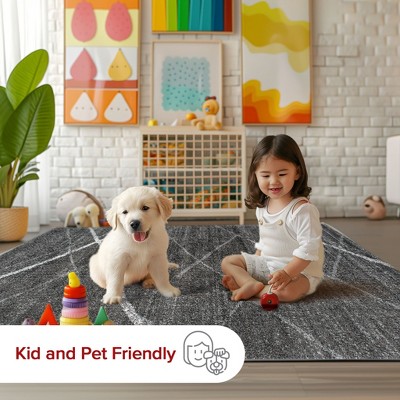 Thigpen Modern Crisscross Lines Area Rug, 3' x 5', Dark Grey