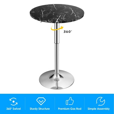 Black Marble Adjustable Height Round Bistro Table