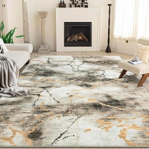 Modern Runner Rug, Washable Non-Slip Marble Abstract Carpet, Ultra-Soft Foldable Low Pile Rug for Kitchen, Entryway - 1 of 4