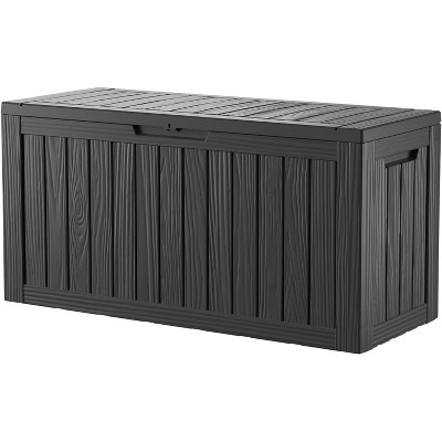 MaseiKar 80 Gallon Waterproof Deck Box, Lockable Resin Storage Box for Patio Furniture Cushions Garden Tools and Outdoor Delivery Storage