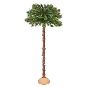 Puleo 4' Pre-Lit Artificial Palm Tree with 150 Multi-Color Lights - 1 of 4