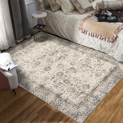 Vintage Floral Area Rug Washable Rug