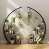 5-Tier Half Moon Plant Stand - Tall Metal & Wood Indoor Plant Shelf with 4 Hanging Hooks - 2 of 4