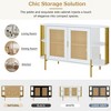 2-Door Elegant Curved Dining Cabinet with Gold Trim and Woven Rattan Doors for Dining Room (White) - 3 of 4
